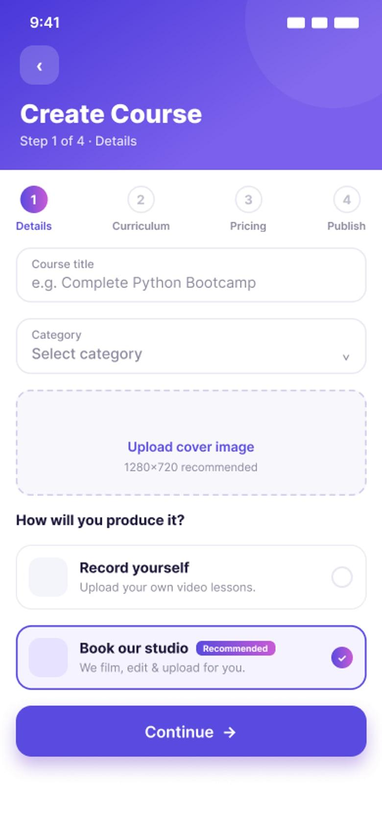 Create course