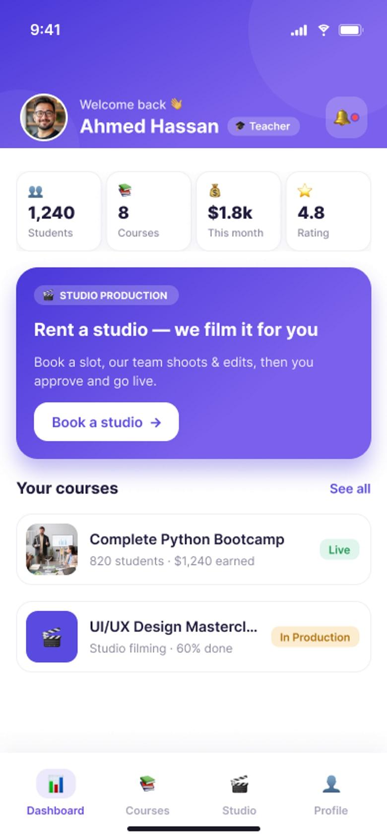 Teacher dashboard
