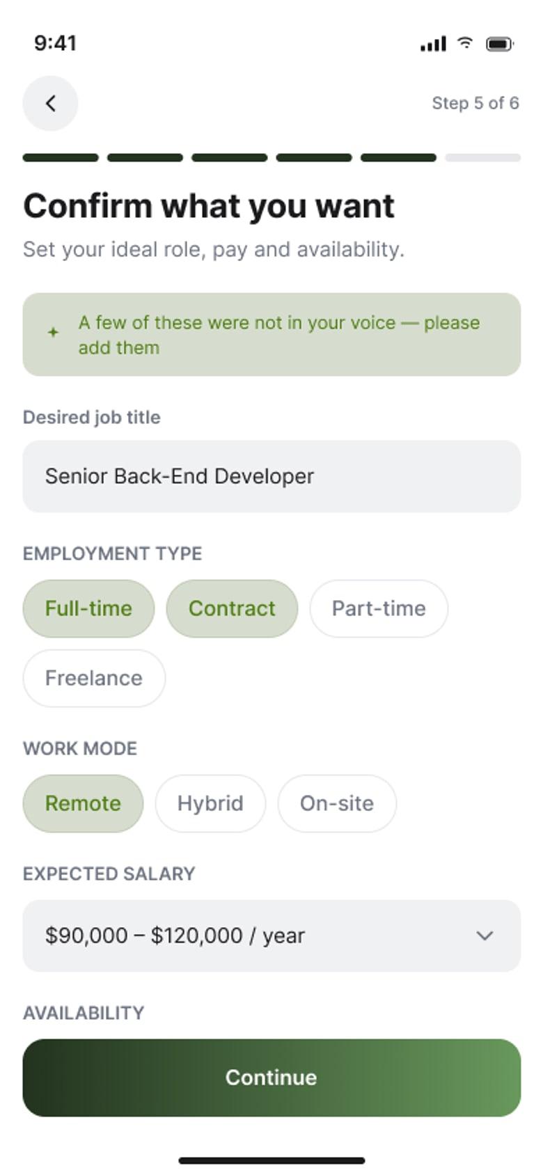 Confirm preferences