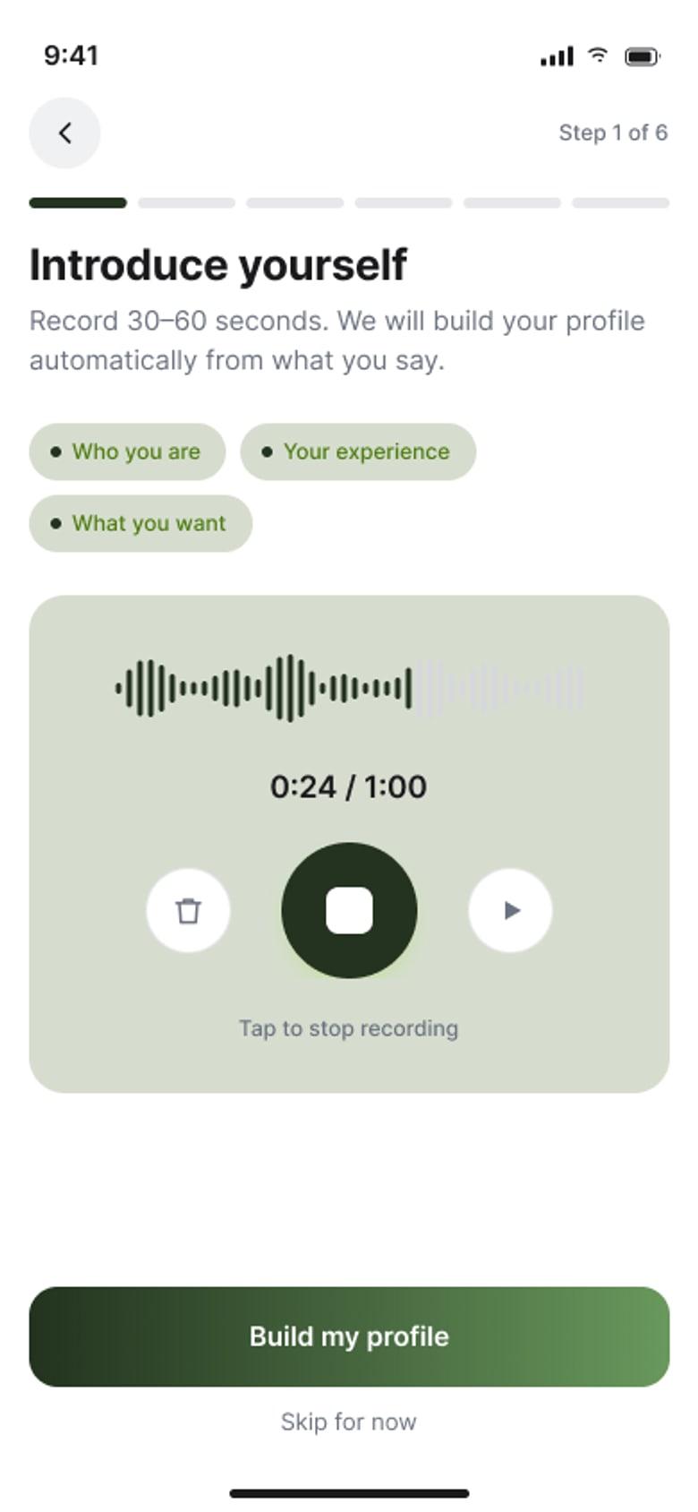 Record voice intro