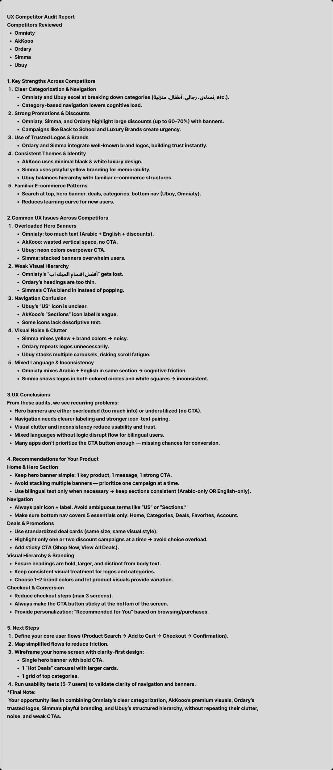 Competitor audit
